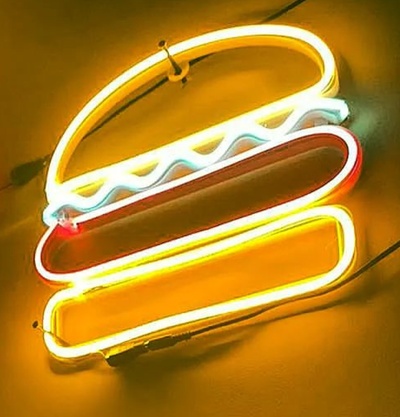 burger template neon lights home led 3d print model - Mito3D