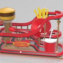 burger town - cidade minúscula pista de corridas 02 jogo montanha-russa mão brinquedo corrida mármore executar 3d print model - Mito3D