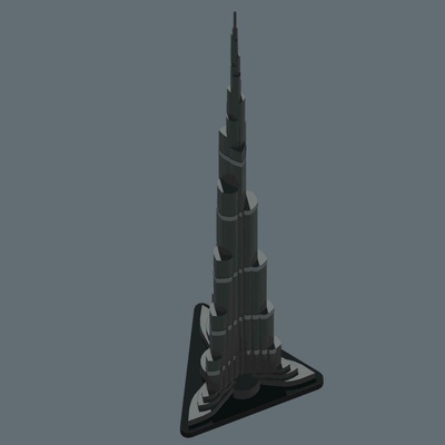 burj califa dubai uae emiratos arquitectura 3d print model - Mito3D