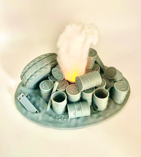 bruciando mucchio o' rottame barili 40 40000 guidato terreno wargaming warham tealight tavolo spargere apocalittico deserto 3d print model - Mito3D