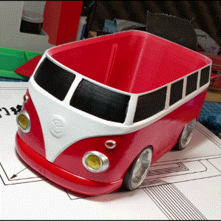 autobús kombi caja coche vehiculo toon dibujos animados micro t1 volkswagen ruedas calientes juguete postura q escala bolígrafo soporte tooned modelo completo jaranear organizador herramienta 3D print model - Mito3D