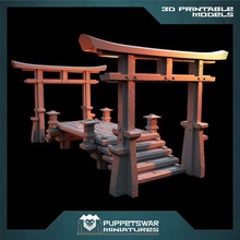 bushi bridge game puppetswar warhammer 40k wargaming tabletop terrain samurai 3d print model - Mito3D