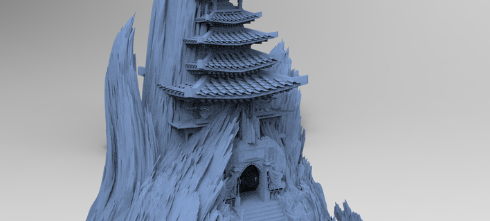 Bushido tapınak şakak mabet kayalar 2 dağ binmek arazi kış Noel fantezi dondurulmuş dış manzara kale mimari bina Ortaçağa ait tarihi şehir manzarası Japonya Kaya 3d print model - Mito3D