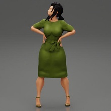business woman standing hands hips 3d print model