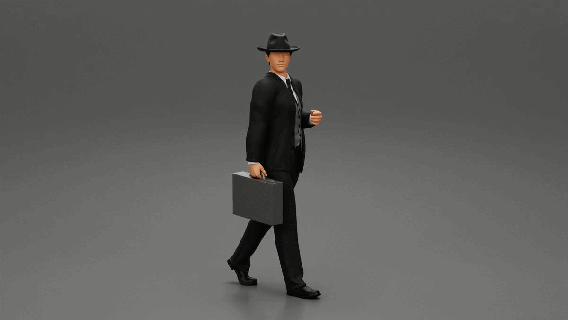 businessman walking holding briefcase 164scale 164photography diorama164scale 164scalediecast body character human sculpture decor diorama figure people print man boy male 3d print model - Mito3D