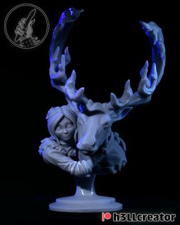 bust avery rohan snow composition girl deer reindeer cute diorama tabletop 3d print model - Mito3D