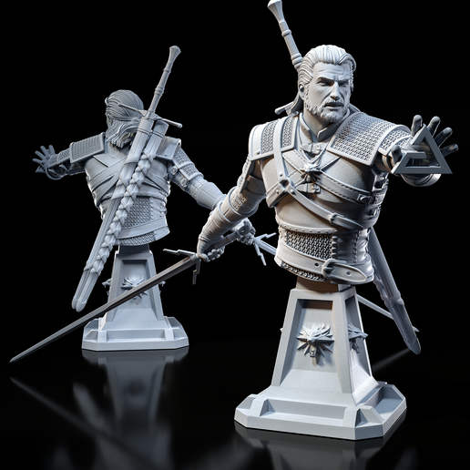 büst Geralt Sanat Rivia Cadı 3 Ciri Yennefer fantezi masaüstü dnd heykelcik oyun hayran tris vesemir boğucu canavar madalyon 3D print model - Mito3D