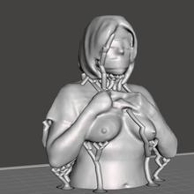 bust girl lifting shirt blindfolded mouth 3d print model - Mito3D