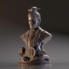 busto liu bei romance reinos 3d impresión modelo Arte liubei joyería joya imprimible anillo platino canalla estatua China chino oriental miniaturas figuritas 3d print model - Mito3D