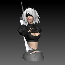 busto planteado 2b nier autómatas niña hembra androide juego sexy 3d print model - Mito3D