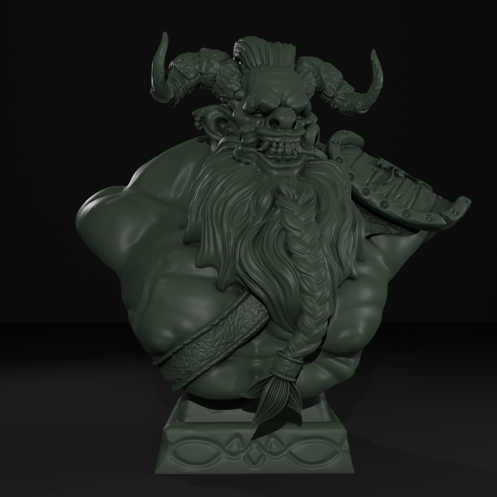 bust troll busto elemental mythology creature folklore viking horns monster 3D print model - Mito3D