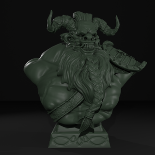 buste troll busto élémentaire mythologie créature folklore viking cornes monstre 3d print model - Mito3D