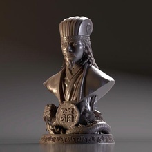 büst Zhuge Liang romantik krallıklar 3d Yazdır model Sanat takı Çin Çince yazdırılabilir doğu heykeller cad mücevher platin ahşap oymacılığı yüzük deko 3d print model - Mito3D