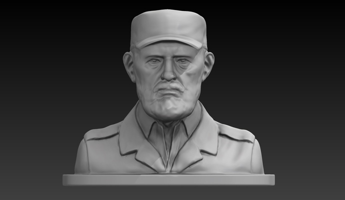 busto fiel castro arte cuba revolucionário ditadura presidente figura escultura ventilador 3d print model - Mito3D