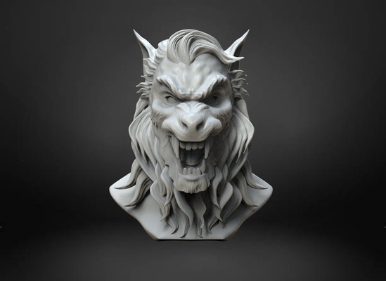 busto de hombre lobo lupi montagna creatura escultura estatua orrore terrore 3d print model - Mito3D