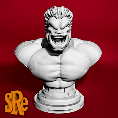 busto rojo casco hulk arte maravilla temerario rayo ross loki vengadores mantis drax estrella señor groot hierro hombre pantera negra 3d print model - Mito3D