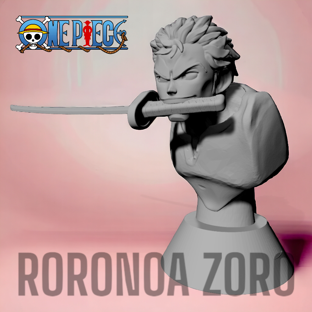 busto zoro statue ventilateur art anime ongle pieza estatua 3dprint op mono voleuse el luffy nami sanji as oni tourne 3D print model - Mito3D