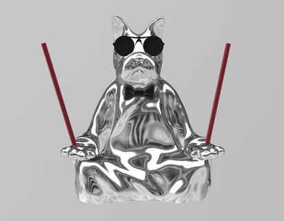 uşak köpek Zen deko tasarım bulldog tütsü ev raf ofis çerçeve kelebek Buda rahatlama 3d print model - Mito3D
