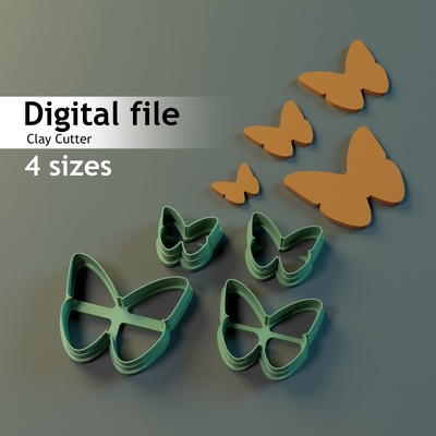 mariposas arcilla cortador polímero galleta galletas barro corte polimérica mariposa cortadores 3d print model - Mito3D