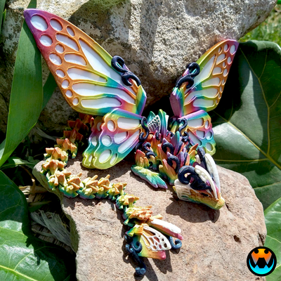 papillon dragon cinderwing3d articuler flexi printemps fée print in place no soutiens impression endroit animal agiter jouet 3d print model - Mito3D