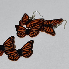 butterfly earrings monarch jewelry pendant necklace insects 3d print model - Mito3D