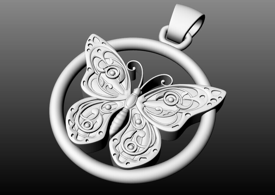butterfly elegance pendant jewellry jewelry gold silver jewellery jewel pendants rings necklace love animal woman printable 3D print model - Mito3D