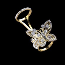 papillon doigt mouvement bague bijoux engagement anneaux mobile or diamant 3d print model - Mito3D