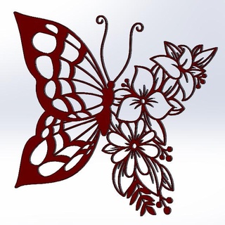 farfalla floreale parete arte 3d print model - Mito3D