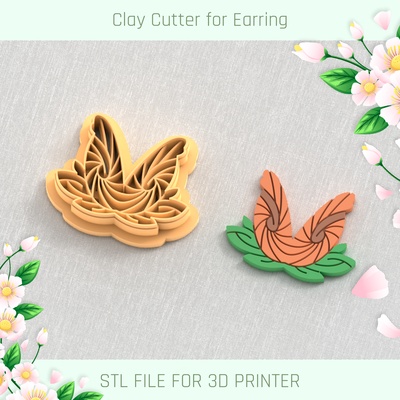 butterfly flower spring clay cutter tools earring vase 3d print model - Mito3D