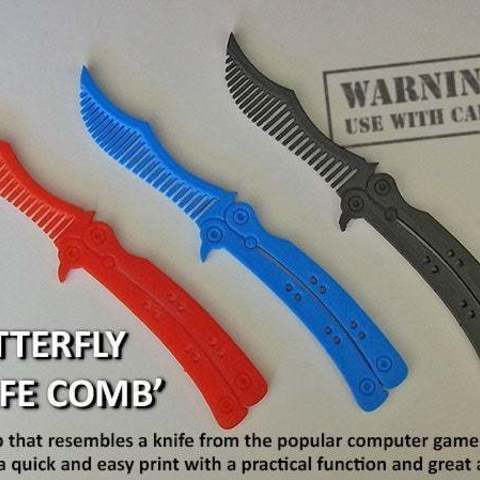 butterfly knife comb gadget xbox one 360 x-box war video valve unique stylish style strike steam ps4 ps3 present novelty hair global ovensive gift gaming gamers gamer game fun easy print cs go offensive counter-strike counter cool computer combat robots christmas brush boys birthday action figure 3D print model - Mito3D