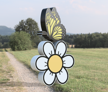 papillon lampe v2 insecte vol oiseau fleur cadre Nom brillant leds Maewenn éclairage signe 3d print model - Mito3D
