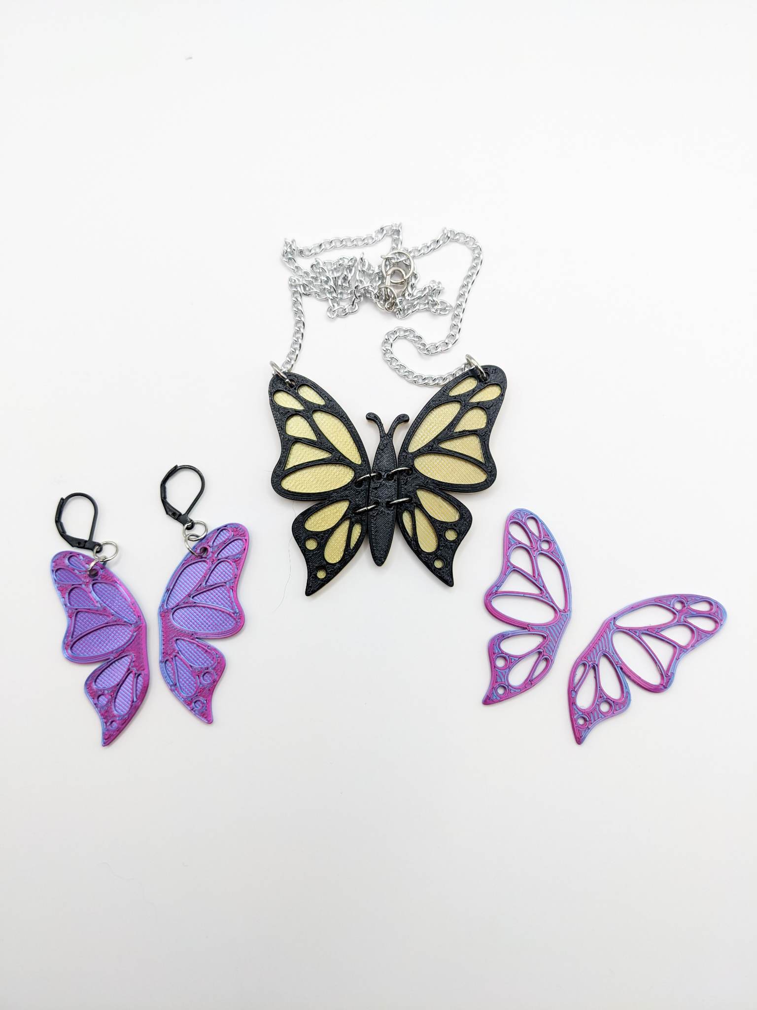 borboleta colar brinco conjunto brincos joalheria inseto asas 3D print model - Mito3D