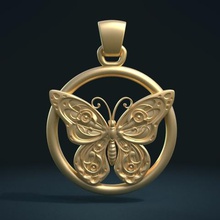 Schmetterling Anhänger Schmuck Insekt Flügel diy die Stickerei stilisierte Charme hobby verzierte gold 3d print model - Mito3D
