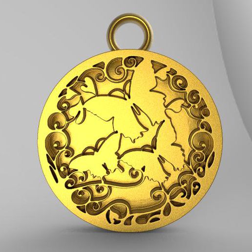 butterfly pendant jewelry jewel art 3D print model - Mito3D