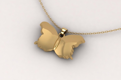butterfly pendant 0103 pendants gold necklace silver hanging jewelry stl 3d printed accessories trend 2023 jewellery printing 3dprint make woman gemstone jewel valentine 3d print model - Mito3D