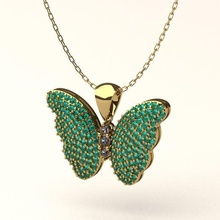 farfalla pendente 023 gioielleria oro collana argento gioiello 3dprint stampabile 3dprinting moda bellezza Ali gemma diamante calcolo 3d print model - Mito3D
