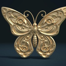 butterfly relief jewelry insect wings badge fantasy embroidery pattern stylized 3d print model - Mito3D