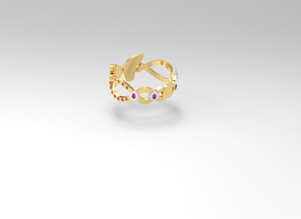 borboleta anel ouro pedras elegante 3d print model - Mito3D
