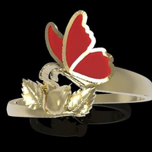 kelebek yüzük takı çiçek fad mücevher sanat doğa hayvan 3d print model - Mito3D