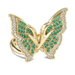 mariposa anillo 3d print modelo expediente ladies ring butterfly art rings jewelry character head gold cad file printing stl 3d print model - Mito3D