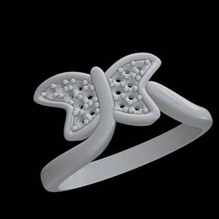 butterfly ring crimp jewelry 3d heart print cult rings lonely 3d print model - Mito3D
