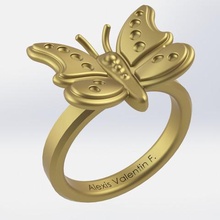 butterfly ring t51 jewelry grommet gem design 3d print model - Mito3D