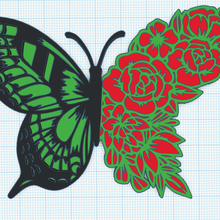 kelebek güller v3 Sanat Mariposa kelebekler Rosa rosas flores ilkbahar 3d print model - Mito3D