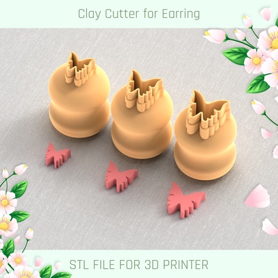 farfalla primavera mini argilla taglierina utensili orecchino 3d print model - Mito3D