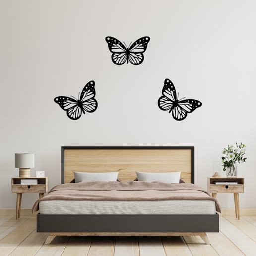 butterfly wall art 2d insect wallart bed room bedroom cool nice 3D print model - Mito3D