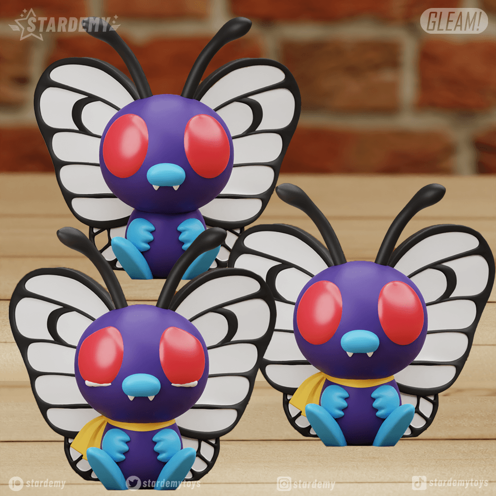 mantequilla 3 diff modelos chibi impresión sitio apoya pokemon insecto metapod caterpie hogar casa decoración 3dprint 3dmodel nendoroid 3D print model - Mito3D