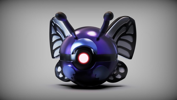 butterfree pokeball Art monsterball pokemon pikachu anime ball insect sculture toy game 3d print model - Mito3D