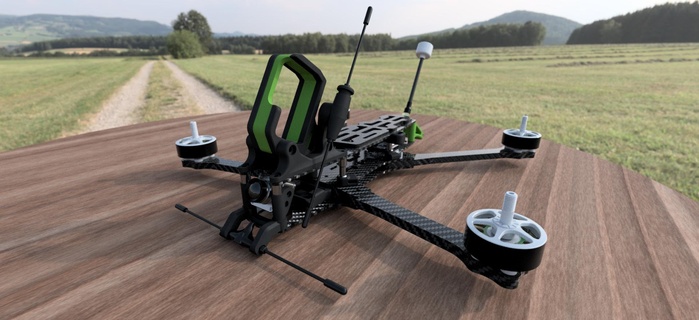 buzzard 7 midrange mountainsurfer fpv frame carbon inch copter quadrocopter quad dji digital goggle 3d print model - Mito3D