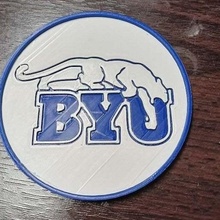 byu logo coaster brigham young drink kitchen_dining 3d print model - Mito3D