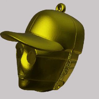 c3po head baseball cap keychain - pendant - earring  3d print model - Mito3D